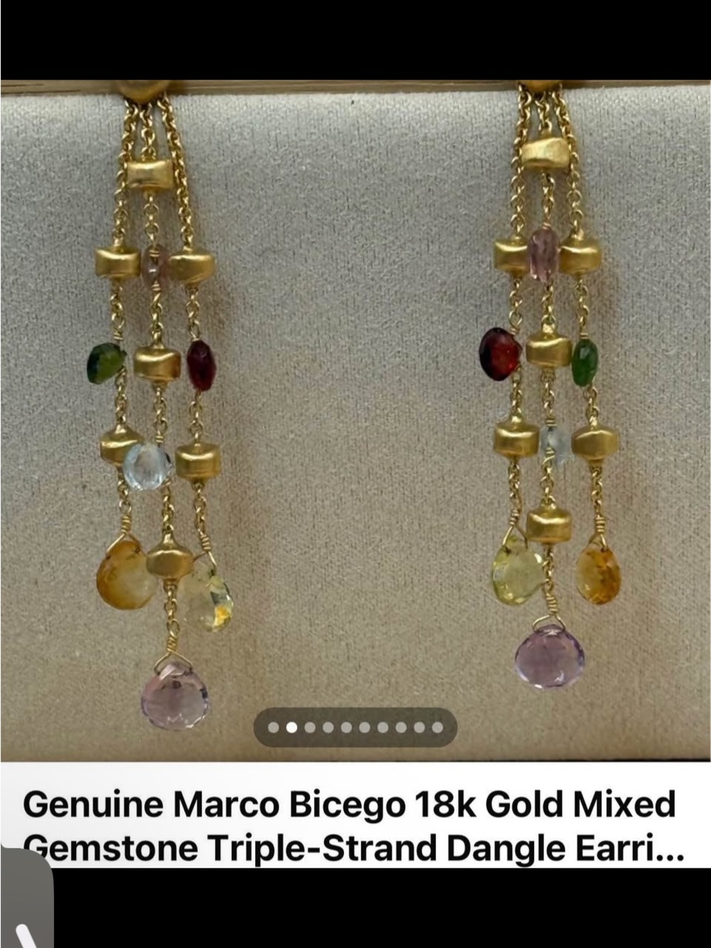 Marco Bicego 18k Gold Multicolor Triple-Strand Dangle Earrings